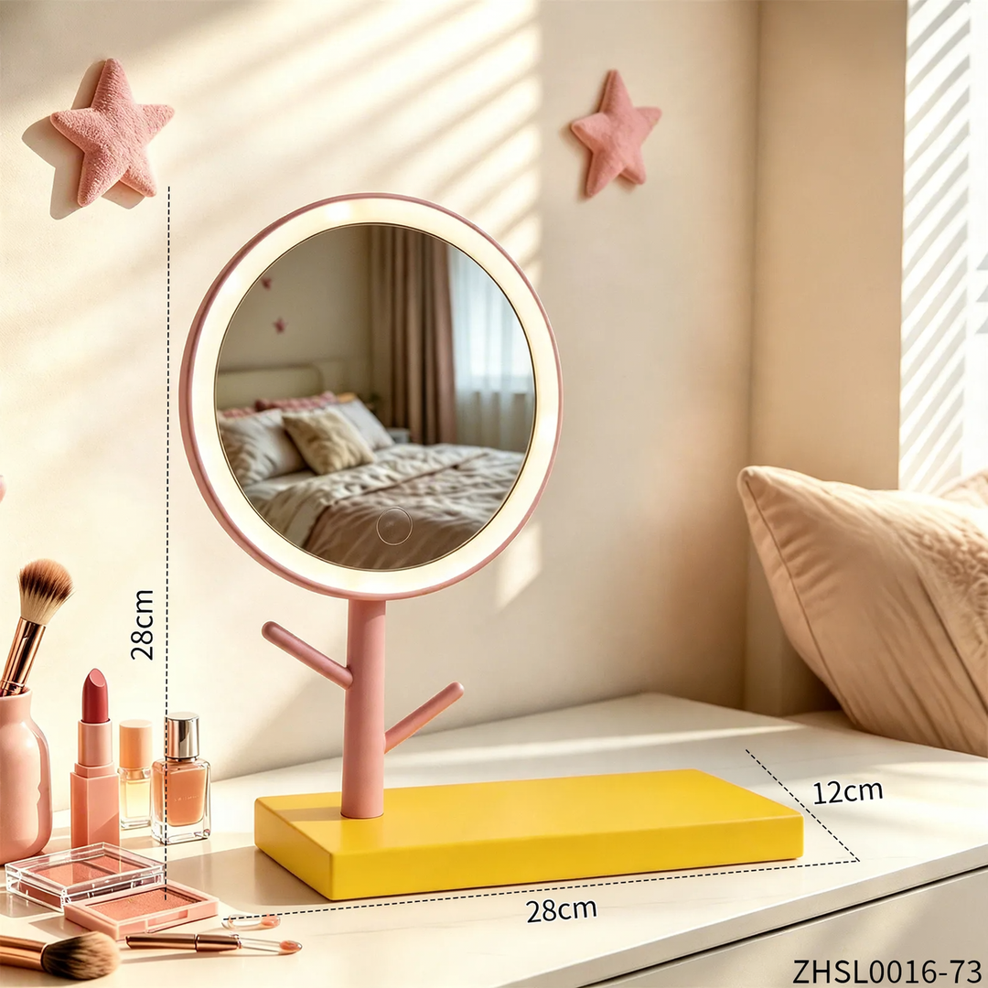 LED makeup mirror with smartphone holder