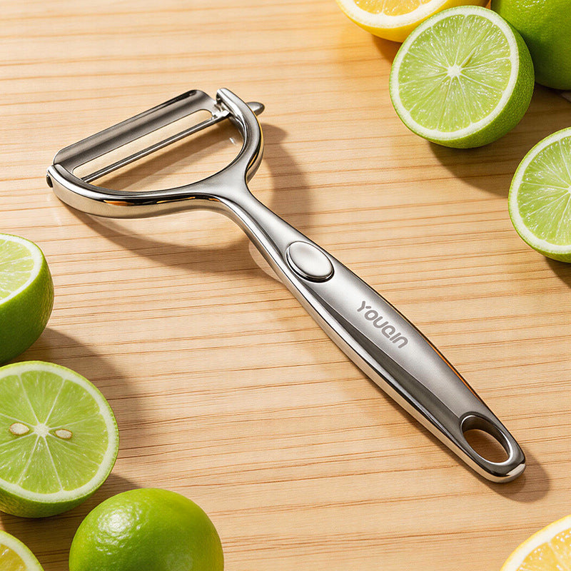 Multi-purpose peeler made of zinc alloy