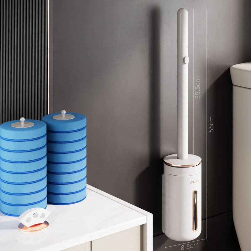 Toilet brush with interchangeable brush heads