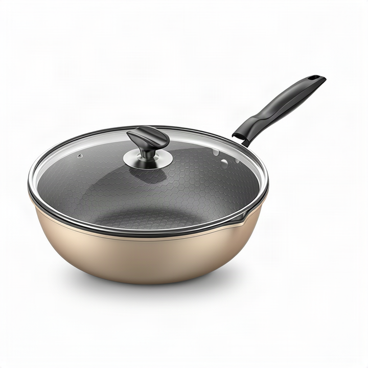 Non-stick frying pan with honeycomb pattern