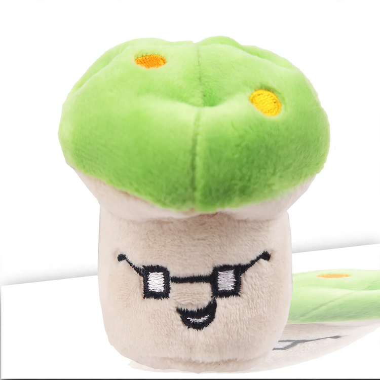 Plush cat toy with sound effect, mushroom shape