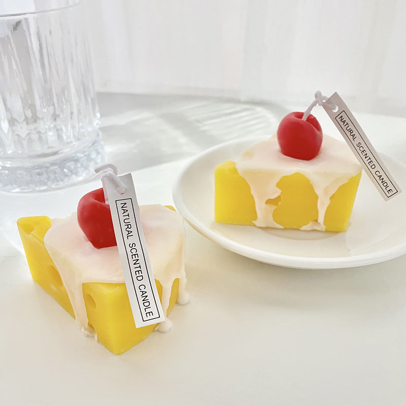 Handcrafted scented candle in cheese shape