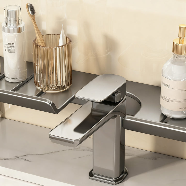 Wall shelf for sink, steel, without drilling