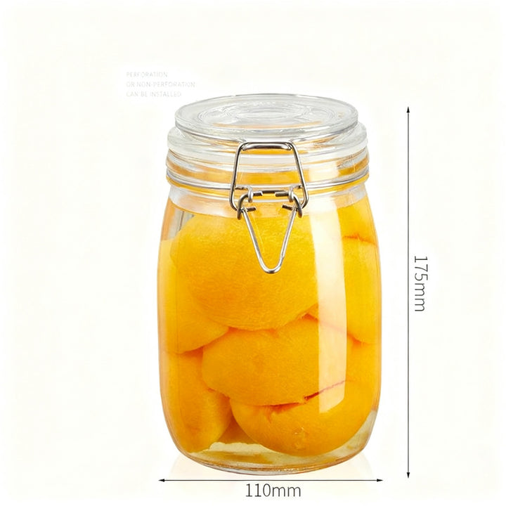 Glass storage jar with lid, airtight