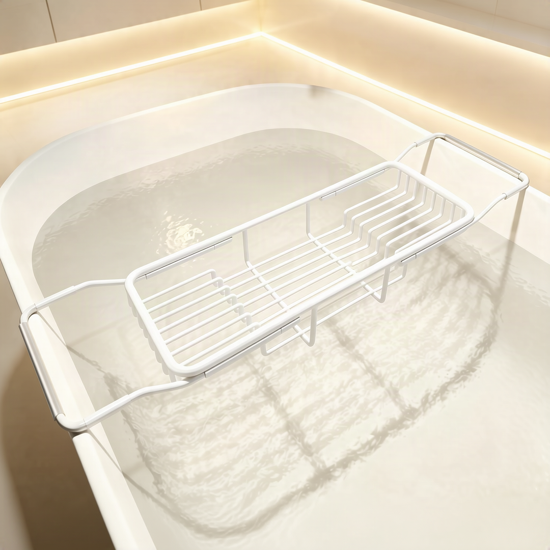 Expandable stainless steel bathtub rack