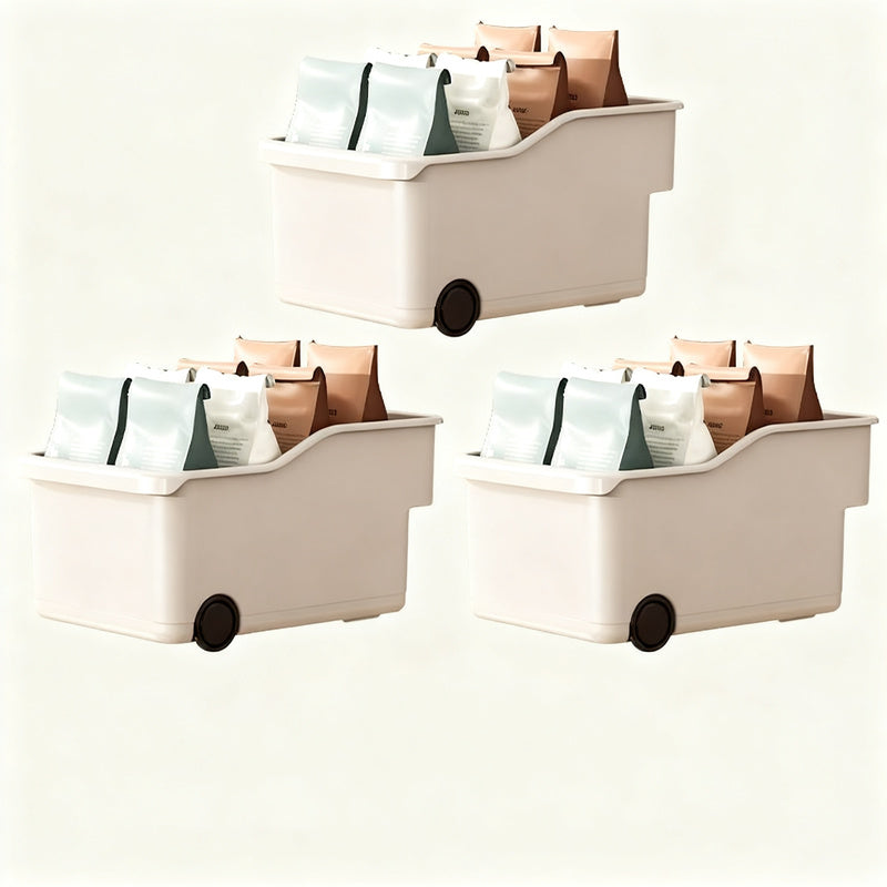 Plastic storage box with wheels