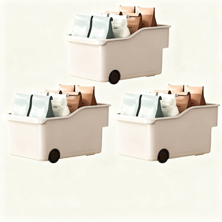 Plastic storage box with wheels