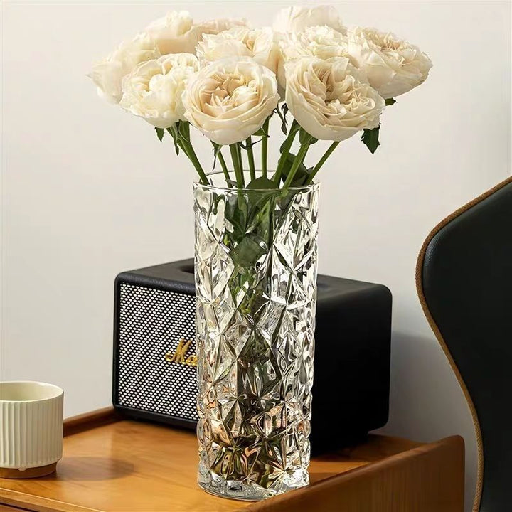 Glass cylinder flower vase, 18.5–28.5 cm, modern