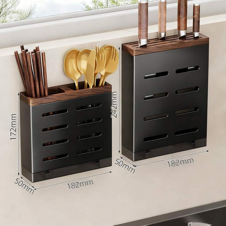 Kitchen roll holder with aluminum and walnut wood