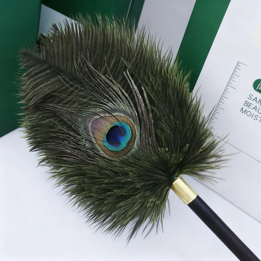 Feather duster made of ostrich feathers, extensible