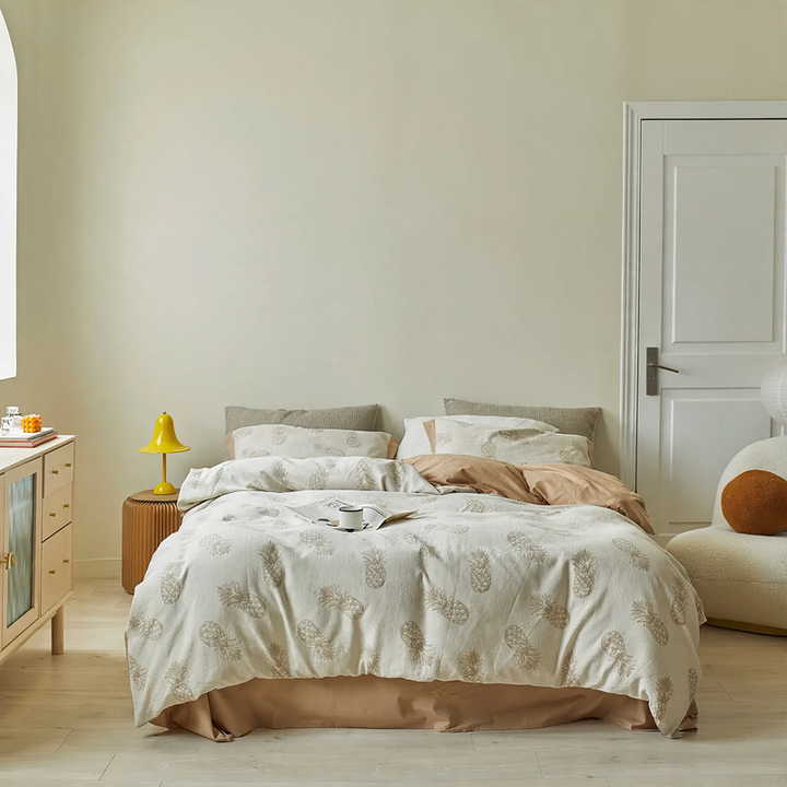 Cotton bedding set, 4-piece, jacquard