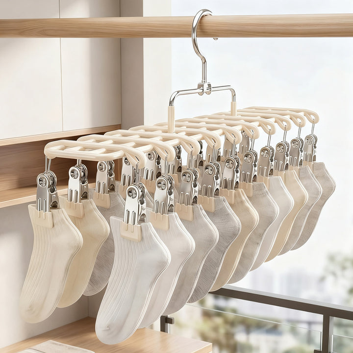 Stainless steel laundry rack with multiple clips