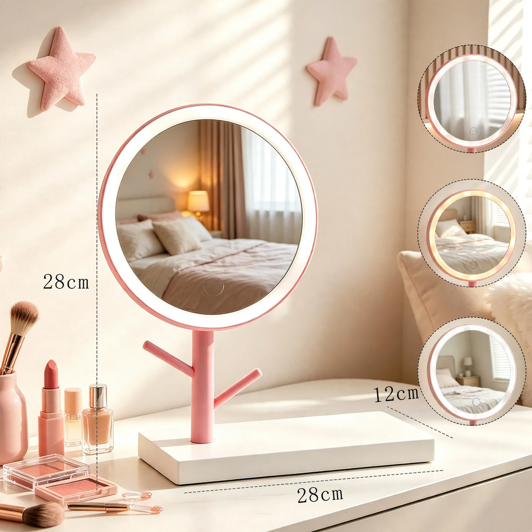 LED cosmetic mirror with phone holder