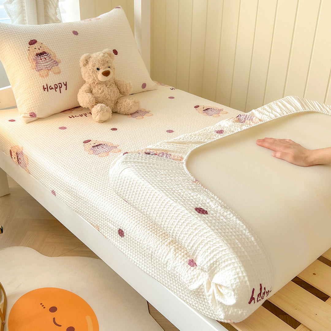 Waffle pique bed sheet, cotton, student size