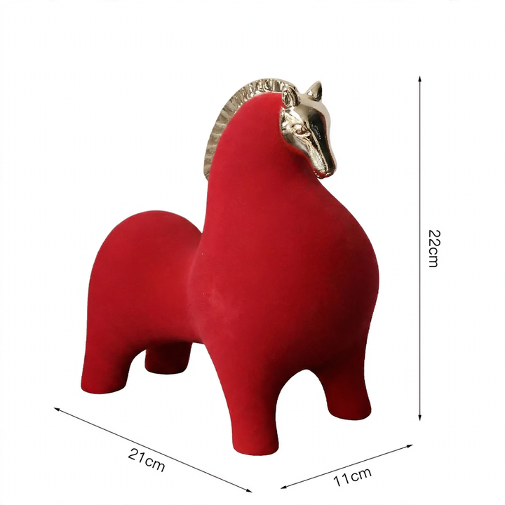 Modern decorative figure made of resin with velvet surface