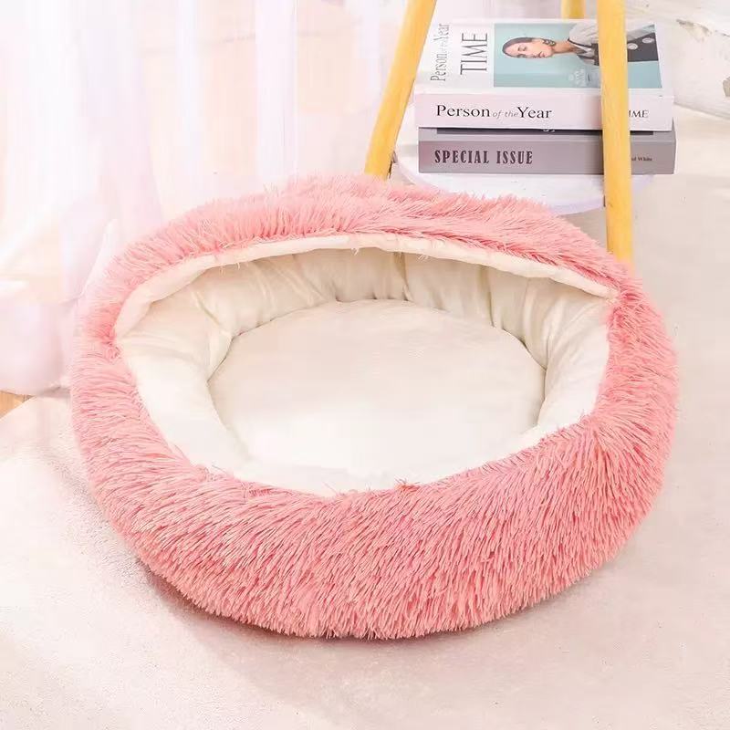 Fluffy cat bed, round, warming