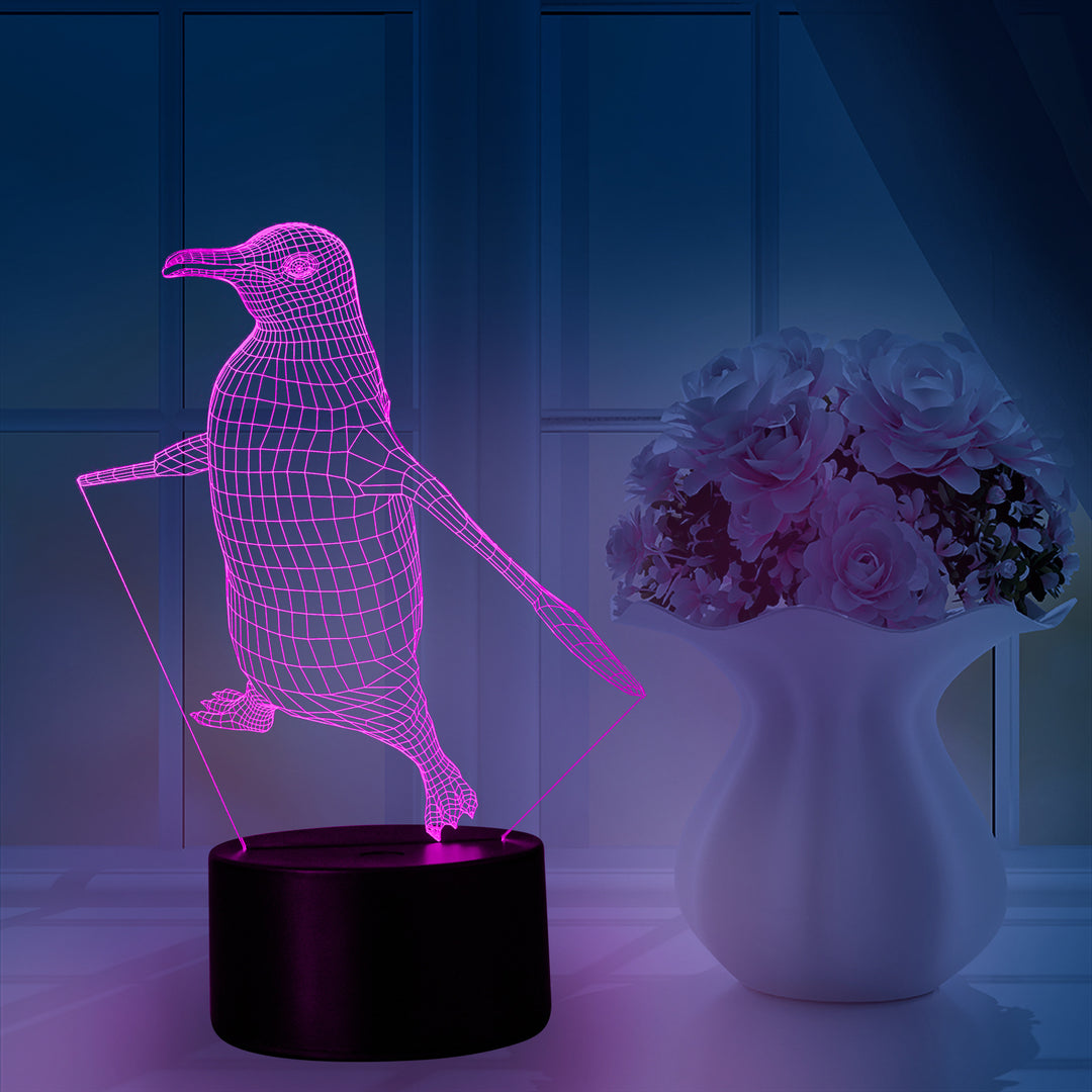 LED Night Light Penguin with Color Change and Touch Control