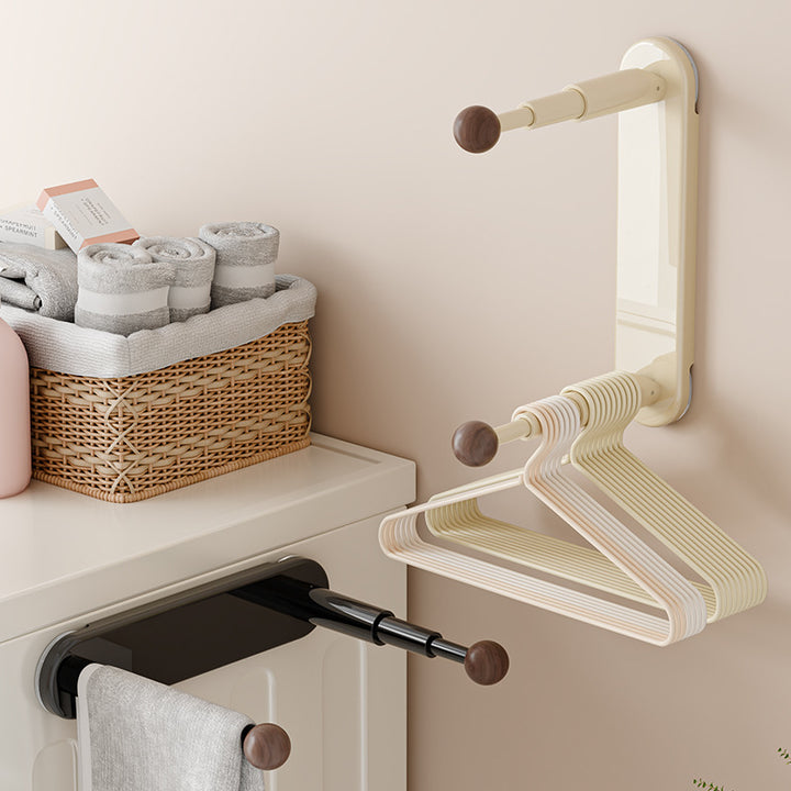 Extendable clothes rail, wall-mounted, without drilling