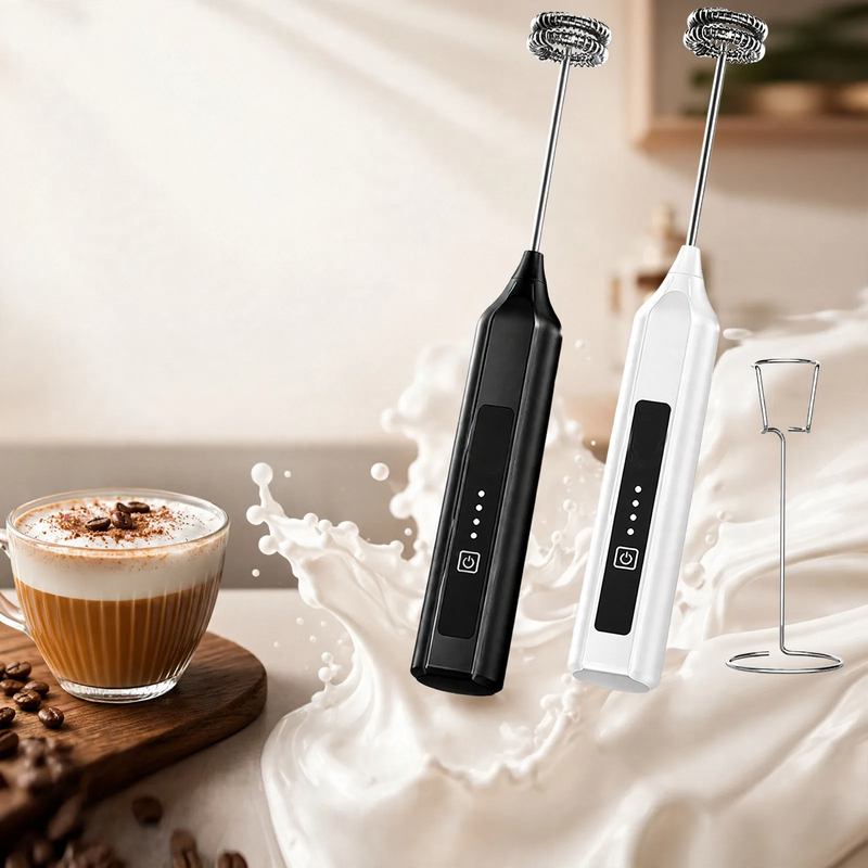 Electric milk frother, rechargeable, multifunctional