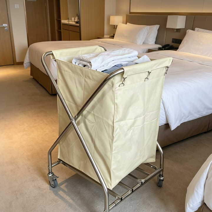 Stainless steel laundry cart with wheels