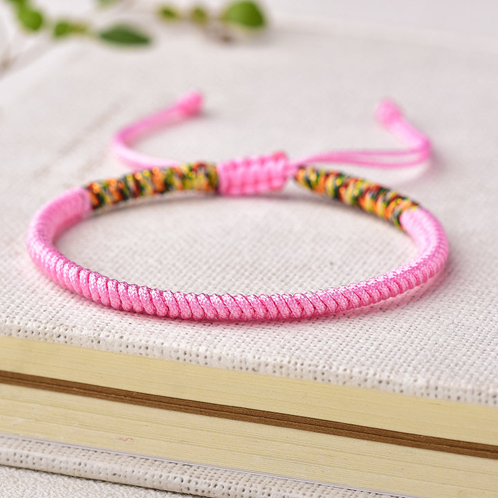 Hand-knotted rope bracelet in red