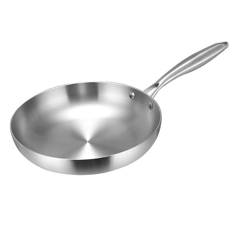 Frying pan stainless steel with glass lid, 3-layer