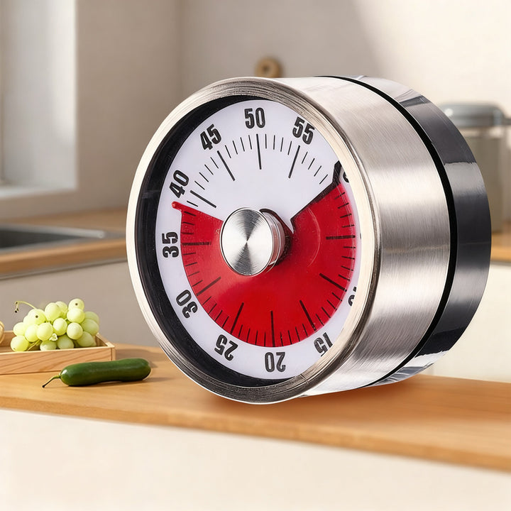 Mechanical kitchen timer with magnet holder