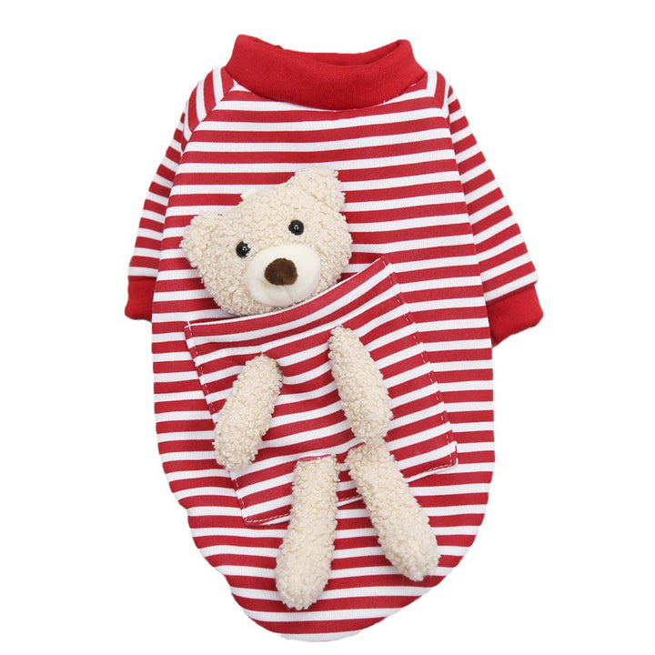 Fleece pullover for small dogs and cats with striped pattern