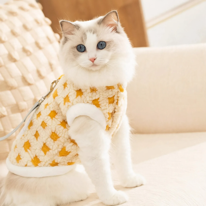 Fleece pullover with clock motif for cats and small dogs