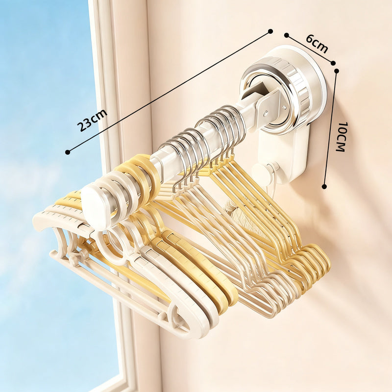 Telescopic clothes rail with suction cup