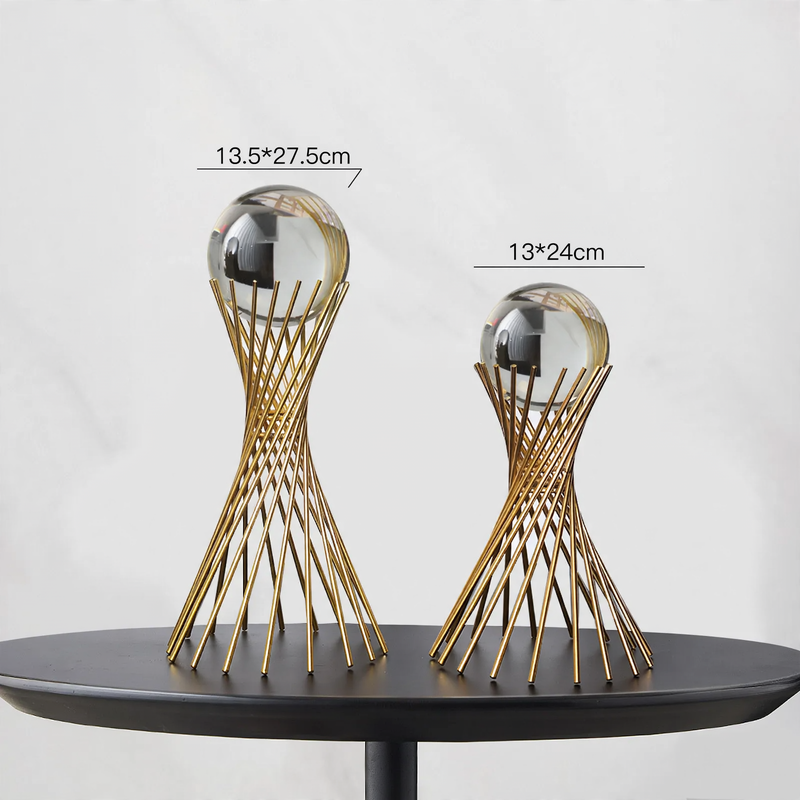 Crystal ball decorative figure modern design metal