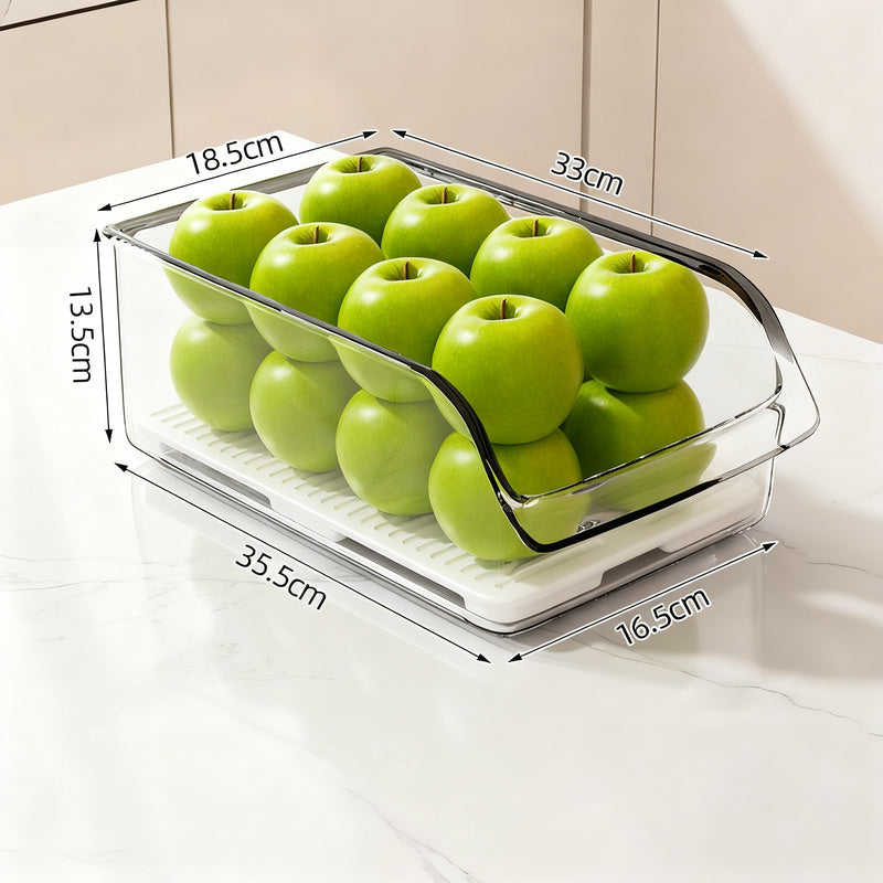 Refrigerator drawer made of PET with drain grid