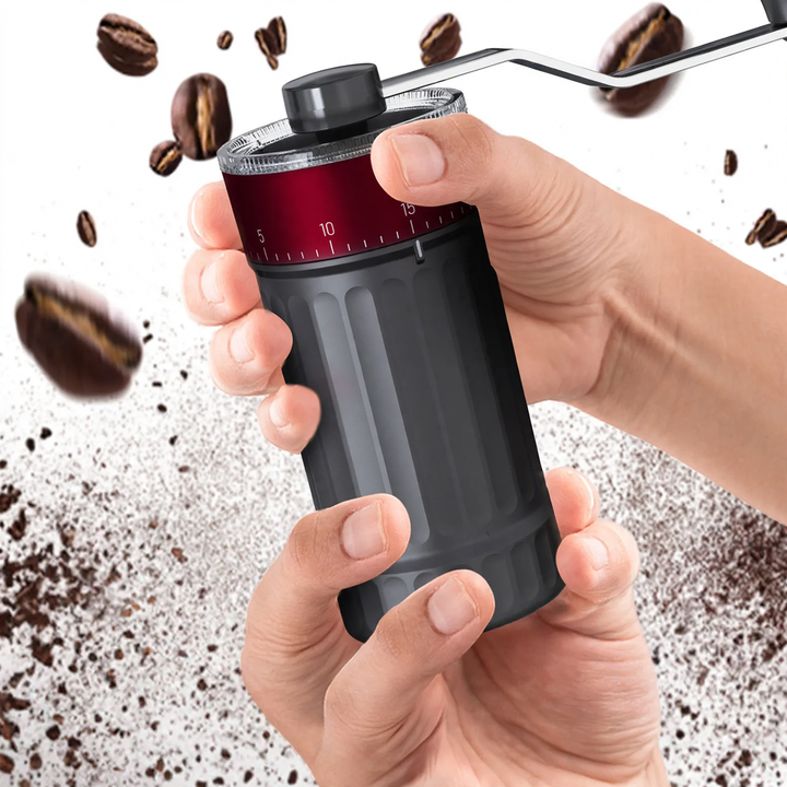 Hand coffee grinder with CNC grinding mechanism and brush