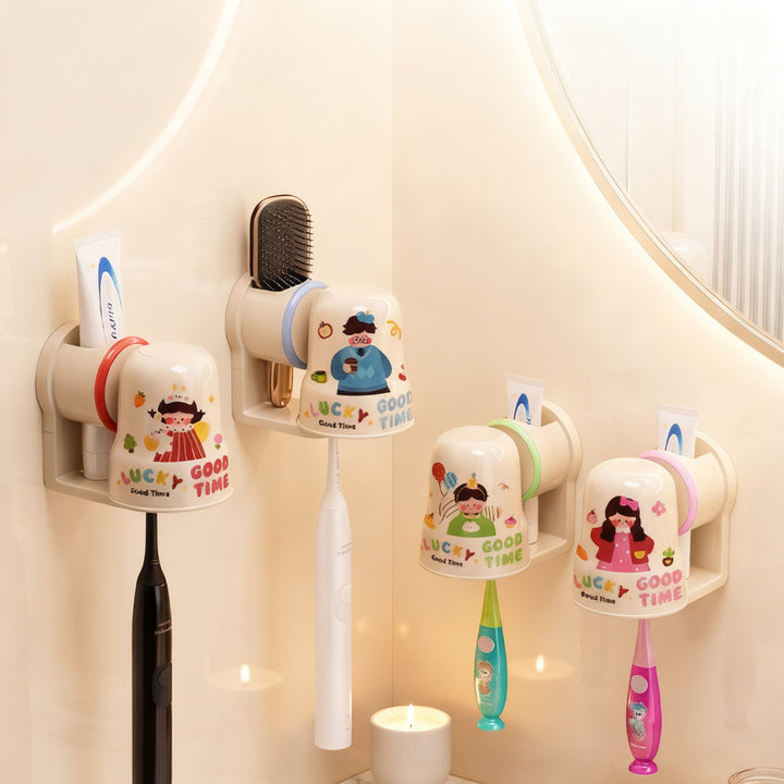 Toothbrush holder for sticking with toothbrush cup