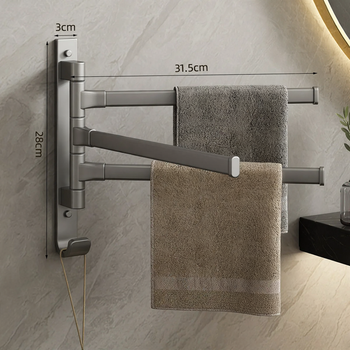 Rotatable towel holder made of aluminum, no drilling