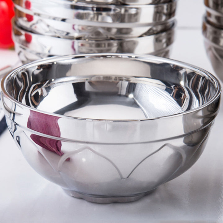 Double-walled stainless steel bowl, lotus shape