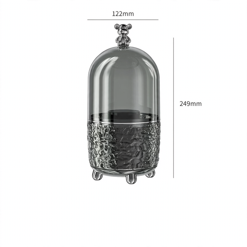 Rotatable cosmetic organizer with dust protection, 8 L