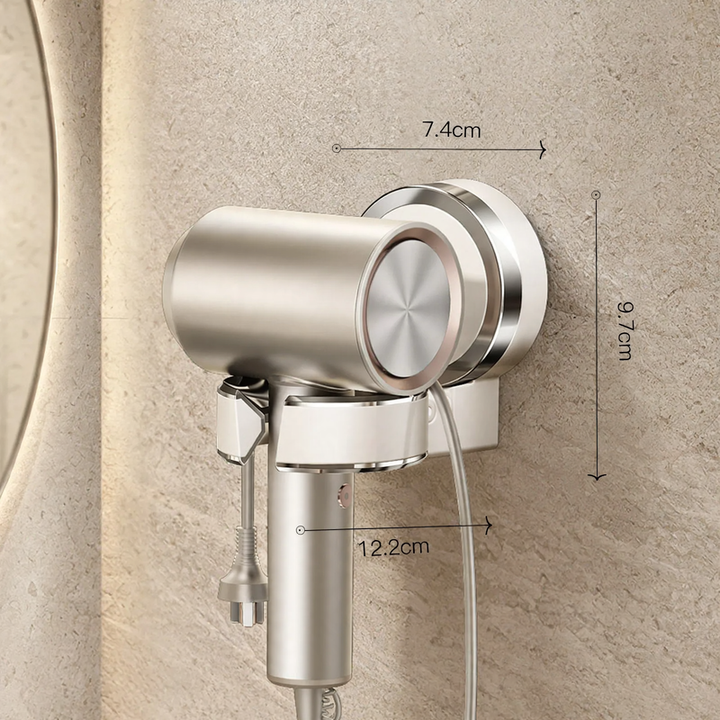 Hairdryer holder with suction cup, rotatable