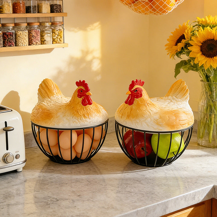 Metal basket Henne design, kitchen and decoration