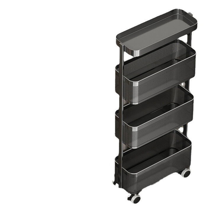 Narrow shelf made of carbon steel, 4 levels, movable