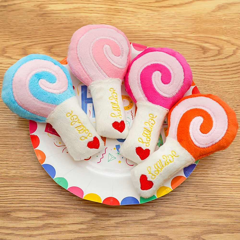 Plush lollipop toy for cats with sound