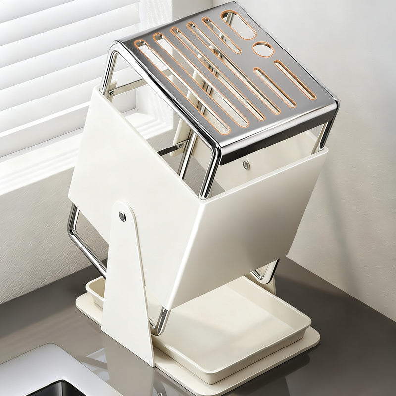 Rotatable knife block made of stainless steel, large capacity