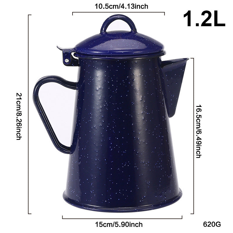 Enamel jug with handle, Blue design