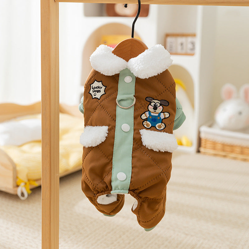 Winter jacket for small dogs with pockets and leash
