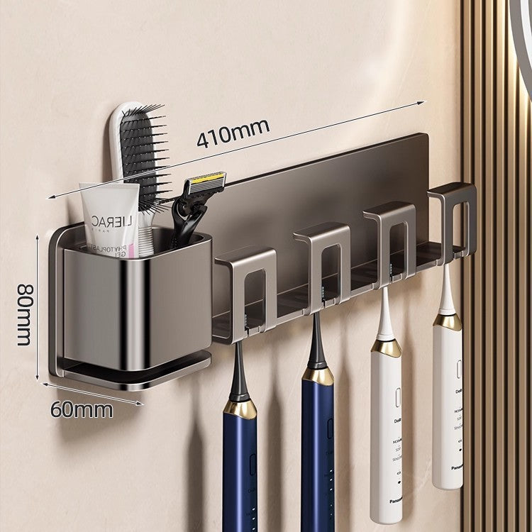 Aluminum toothbrush wall holder, hole-free