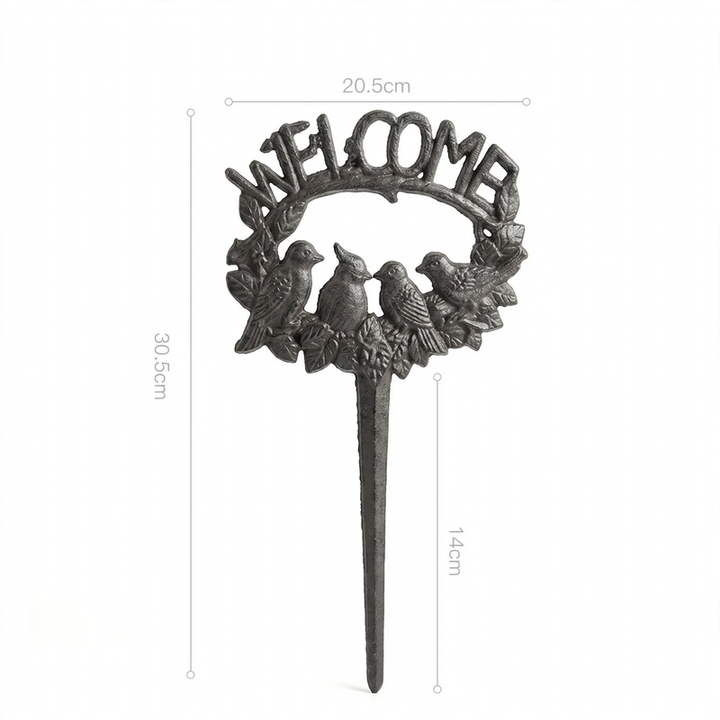 Cast iron garden plaque with dog motif