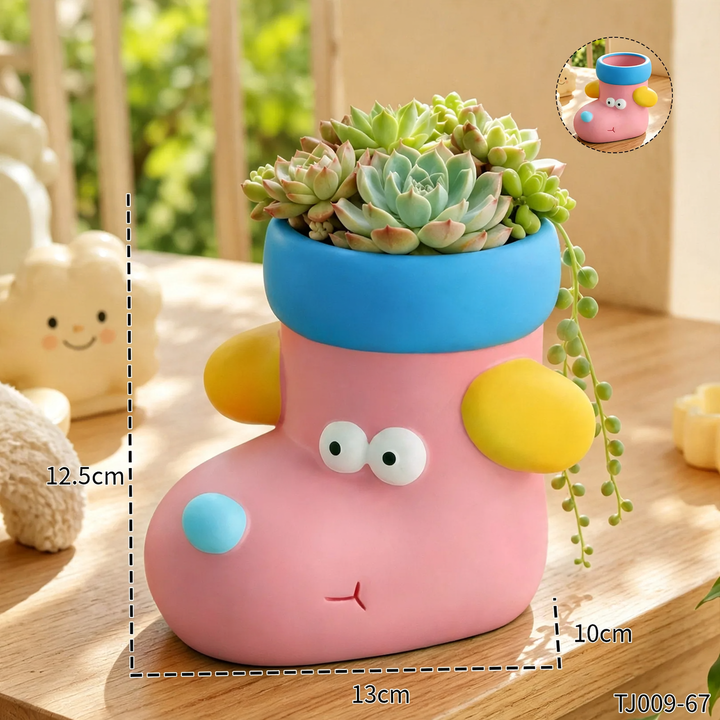 Cartoon flower pot in sock shape