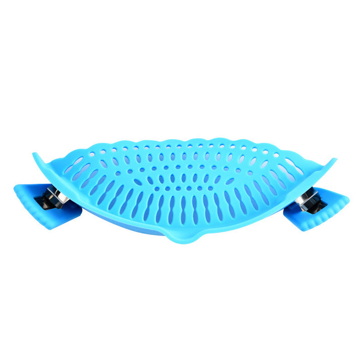 Silicone sieve for clamping onto pot edge