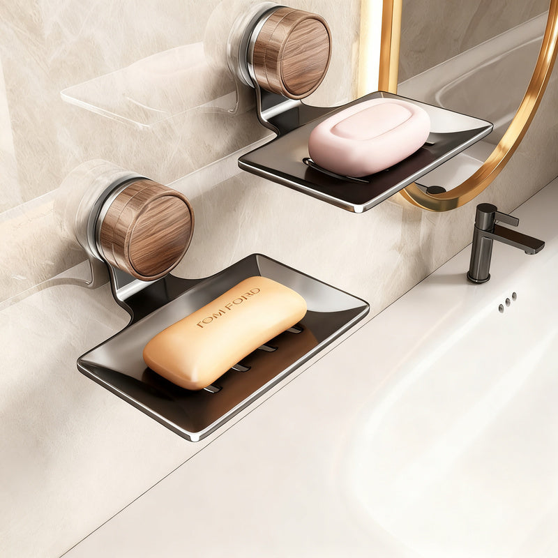 Double-layer soap dish with suction cup