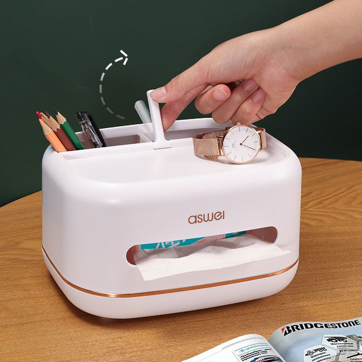 Multifunctional tissue box made of plastic